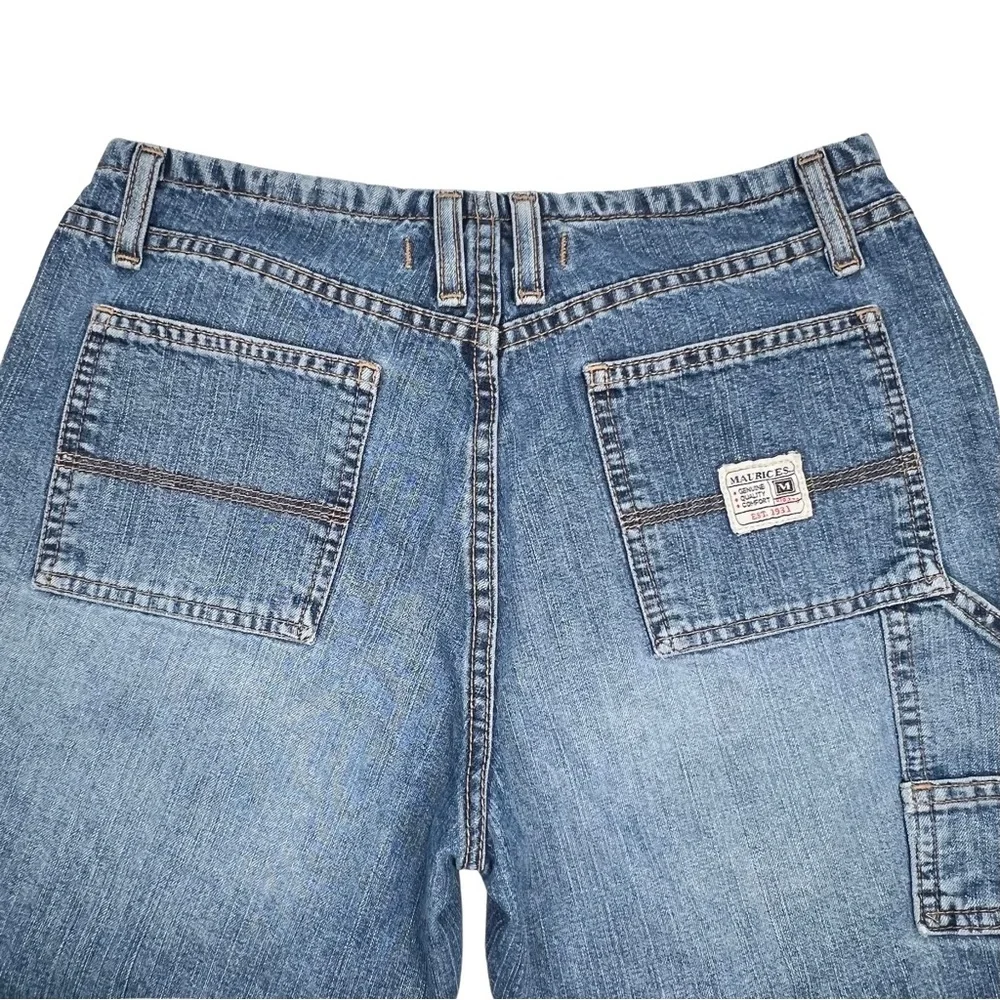 Maurices Straight Jeans Carpenter Mid Rise Utility Distressed Denim Blue 3/4 - Picture 5 of 17